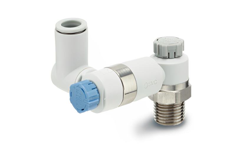 SMC ASD-A Series push lock type dual speed controller with one touch fitting for bidirectional flow control