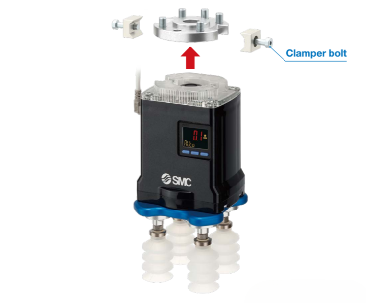 Customers can affix tools by fastening two clamper bolts, as well as fit different types and numbers of cups depending on specific workpiece attributes