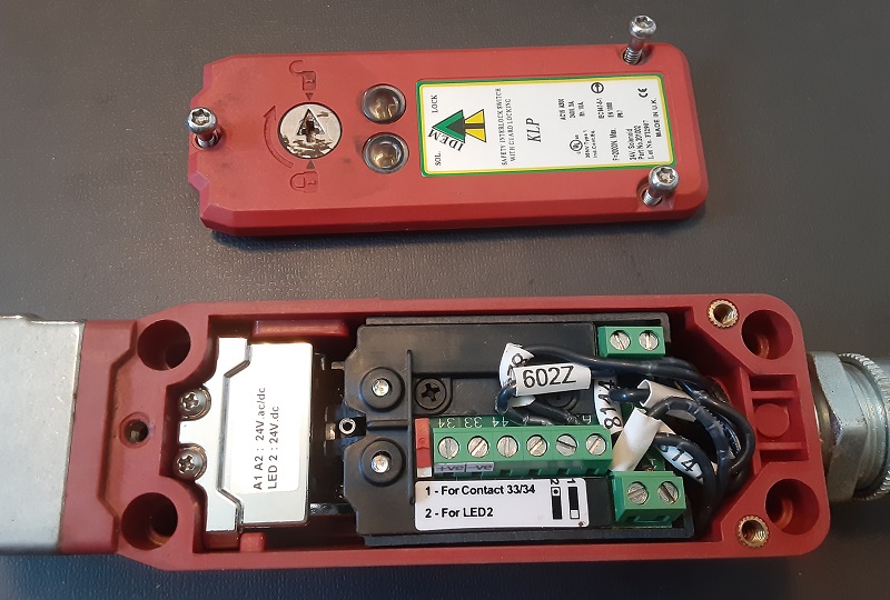 Cover removed with wiring terminals visible
