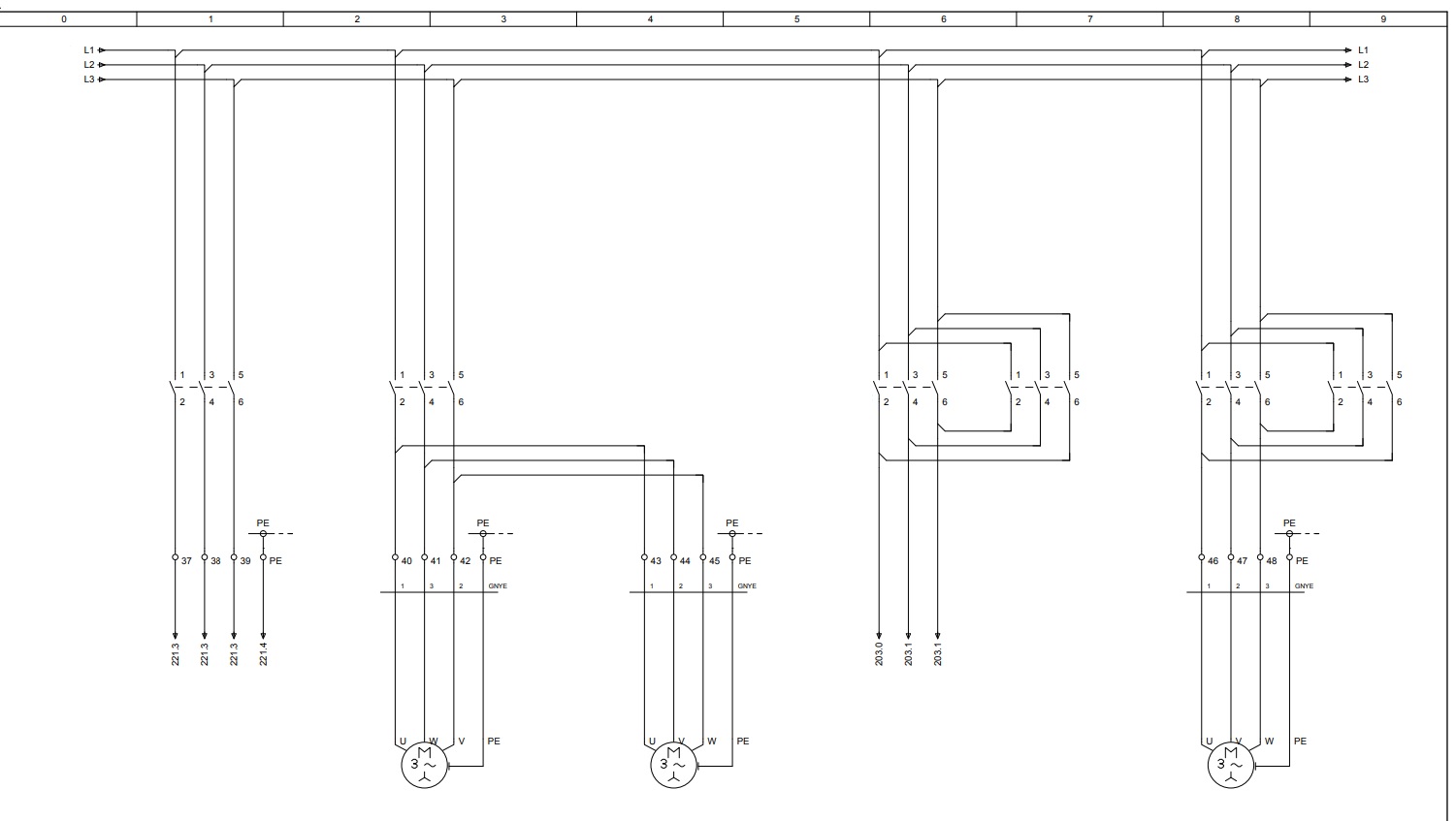 Example page of a line diagram in a schematic