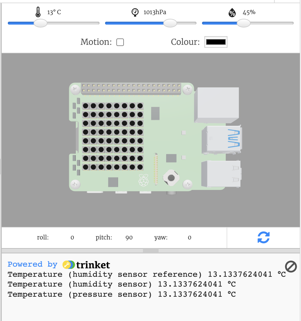 Temperature data from emulator