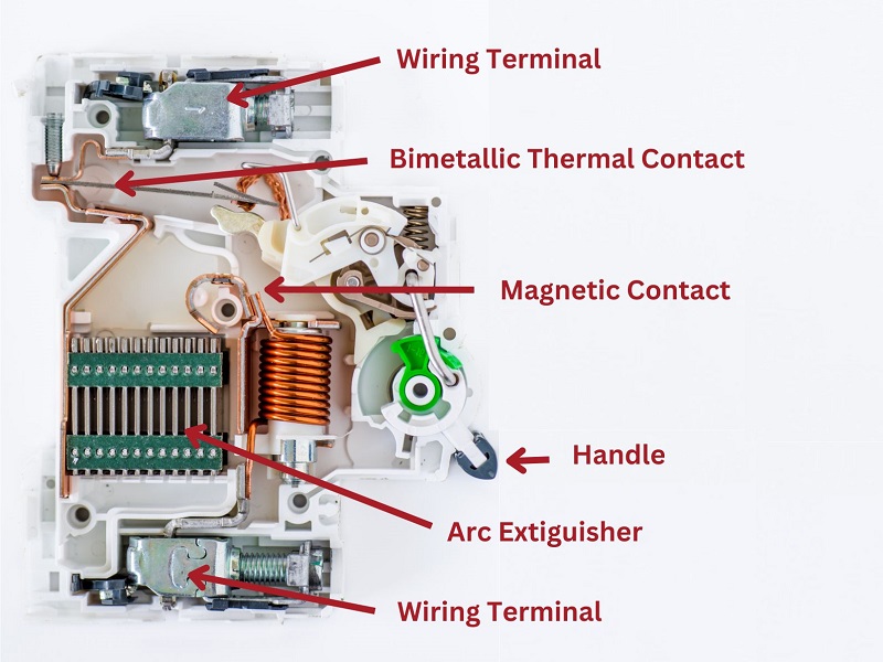 Diagram of the inside of a circuit breaker