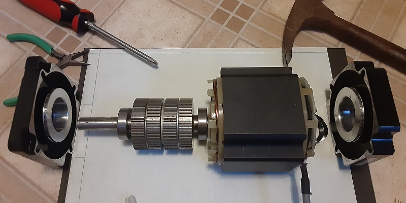 Exploded view of a step motor