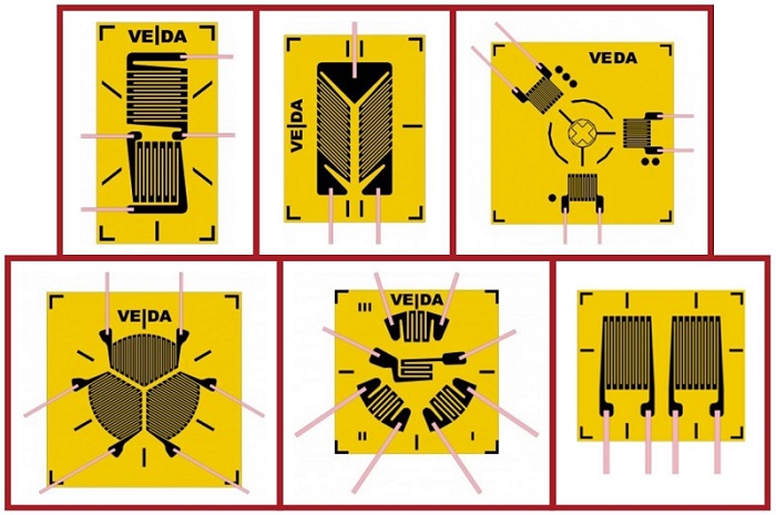 A variety of rosette strain gauge designs