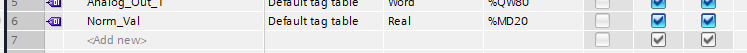 Real value to store normalized analog input.