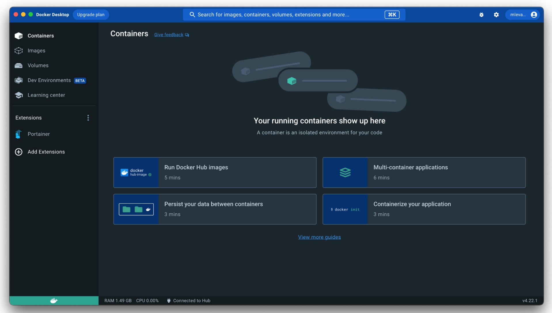 Desktop user interface for docker