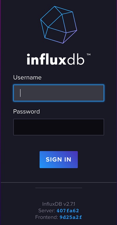 Logging into influxDB