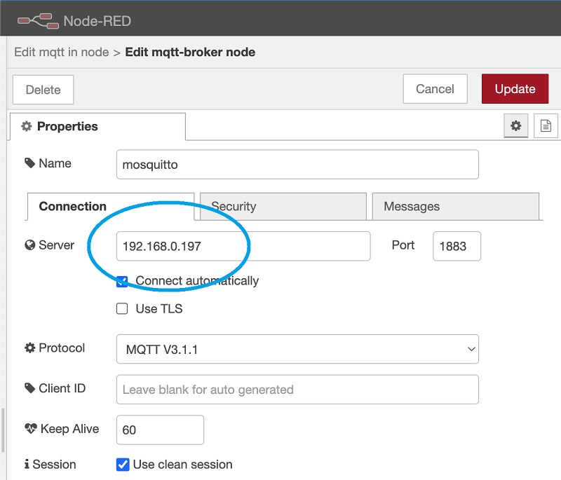 Using the proper IP address in the project
