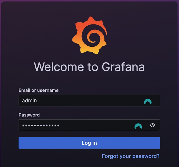 Logging in to Grafana