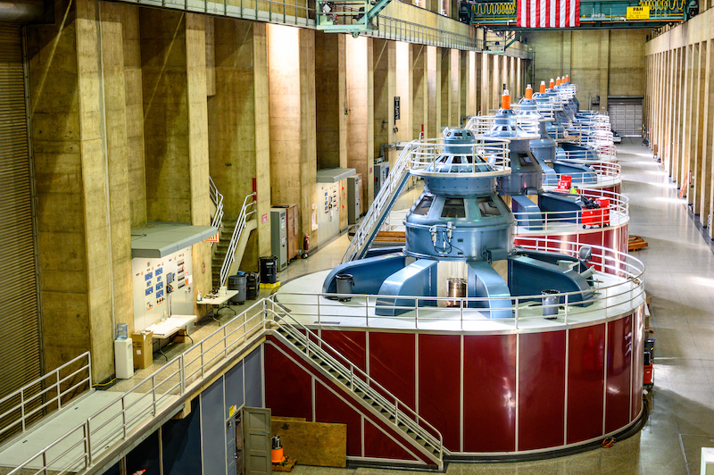 Hydroelectric plant turbines are comparatively massive in scale