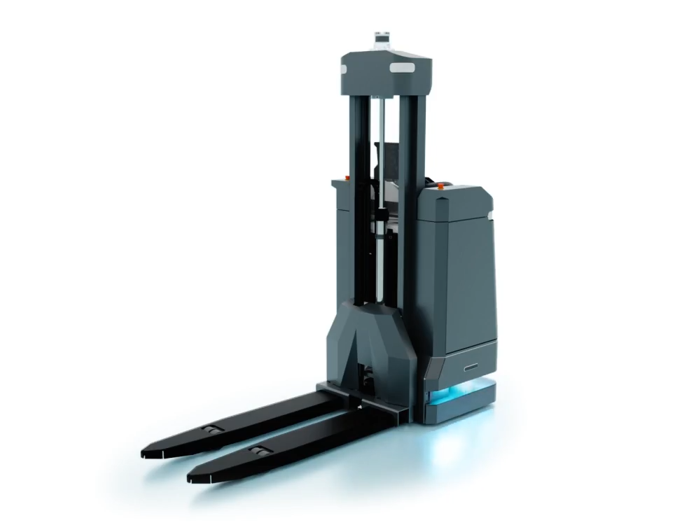 The MiR1200 Pallet Jack uses the latest in AI technology to autonomously move pallets up to 1200 kg