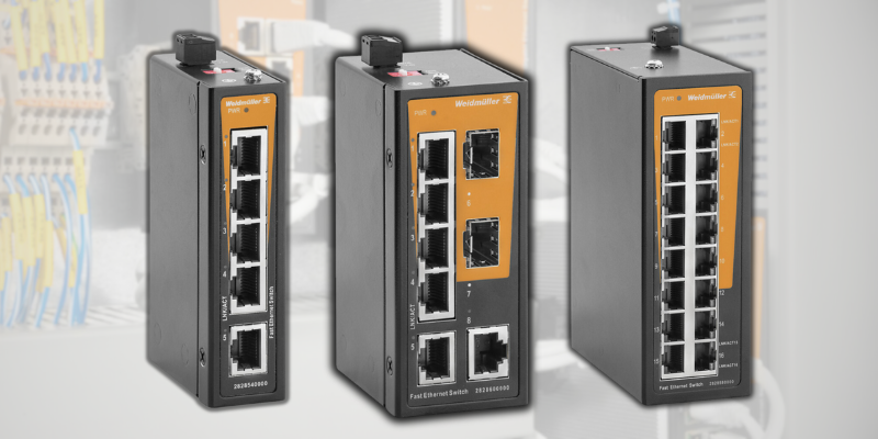 Weidmüller’s EcoLine Series B of unmanaged industrial Ethernet switches