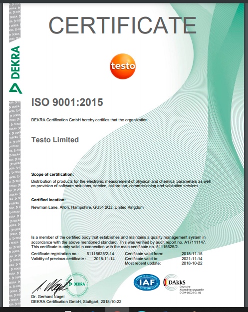 ISO 9001 certificate