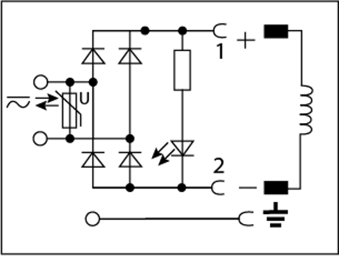  Circuit with a rectifier, LED, and varistor