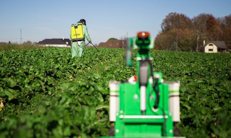 Robot being used in the field at an agricultural facility. 