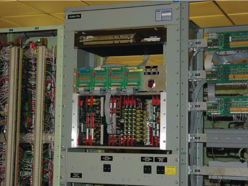 RTU rack operating at a large electric power substation