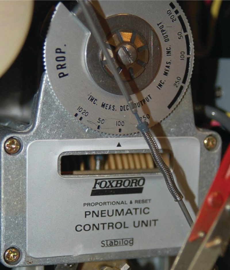 dial for setting proportional band appears on the front of the mechanism