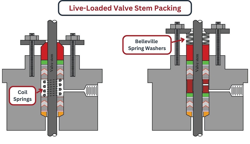 Live-loaded valve stem packing