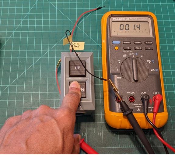 continuity test of the attached wires to the pushbutton switches