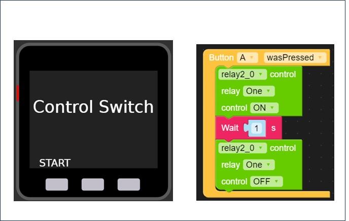 Figure 8. The Pulse Timer Control Switch UI layout and Blockly code instructions