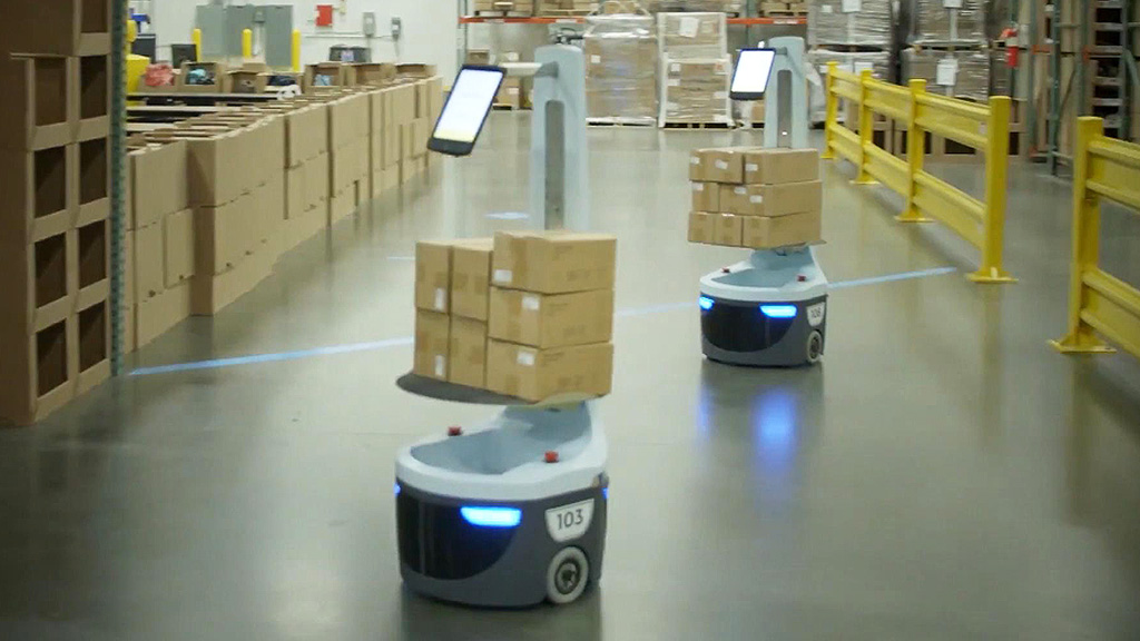locus robots in a warehouse
