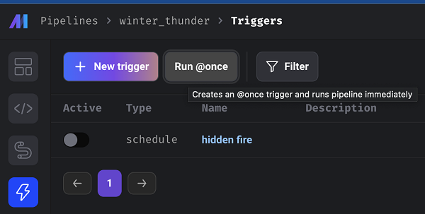 Button for running the data collection routine