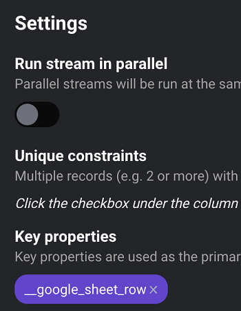 Stream settings