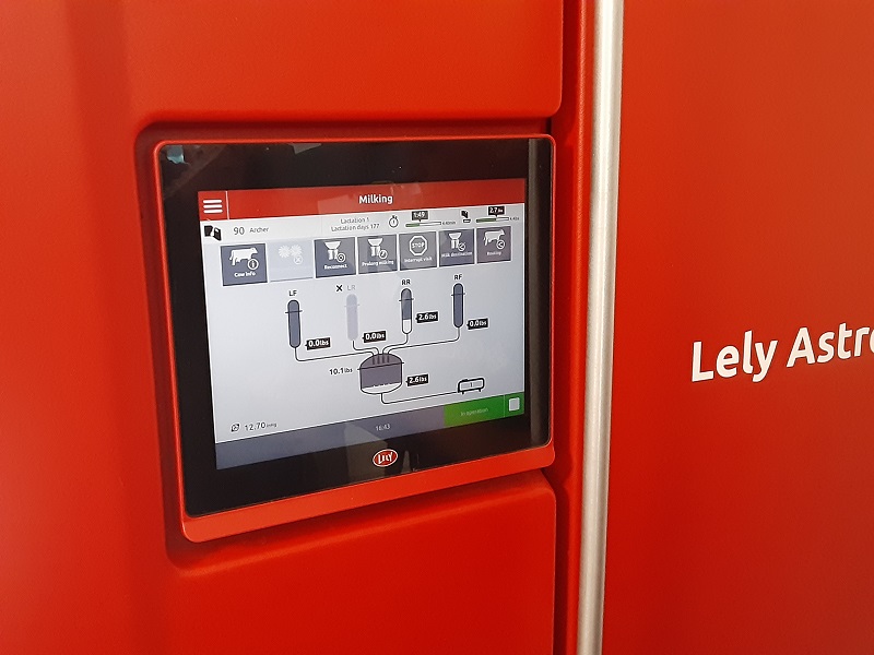 process monitoring and control with HMI screen on front of milk control station