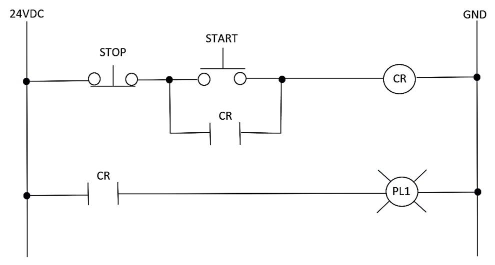 start-stop control relay ladder circuit
