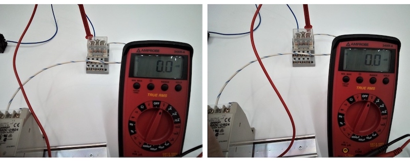 Power side switching circuit measuring 0 volts on both load terminals when de-energized