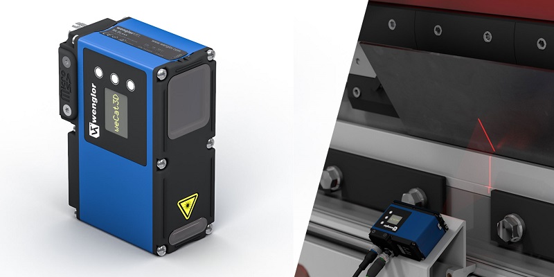 Wenglor's angle sensor shown in use on a simulated press brake application