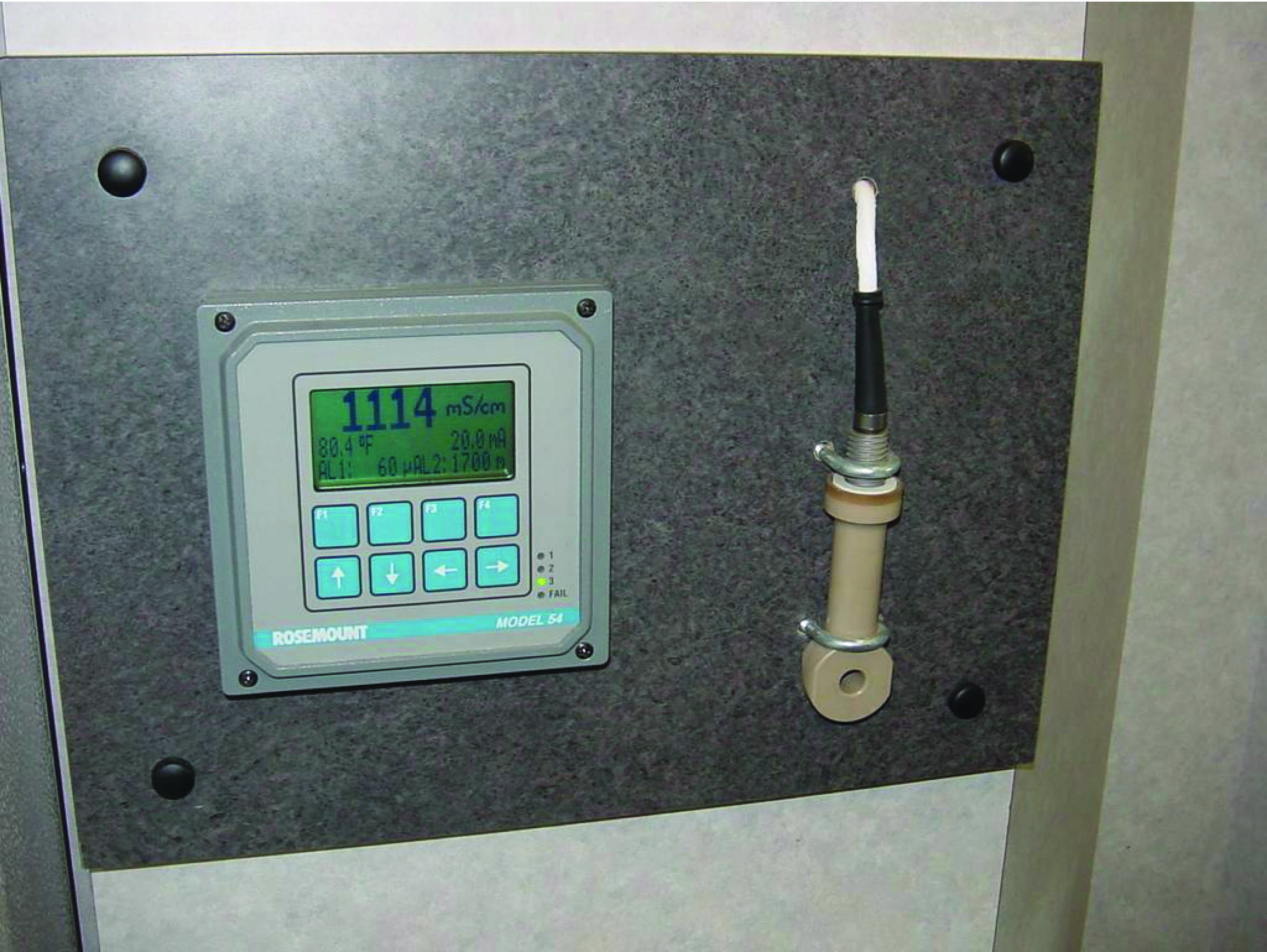 toroidal conductivity probe mounted on a display board