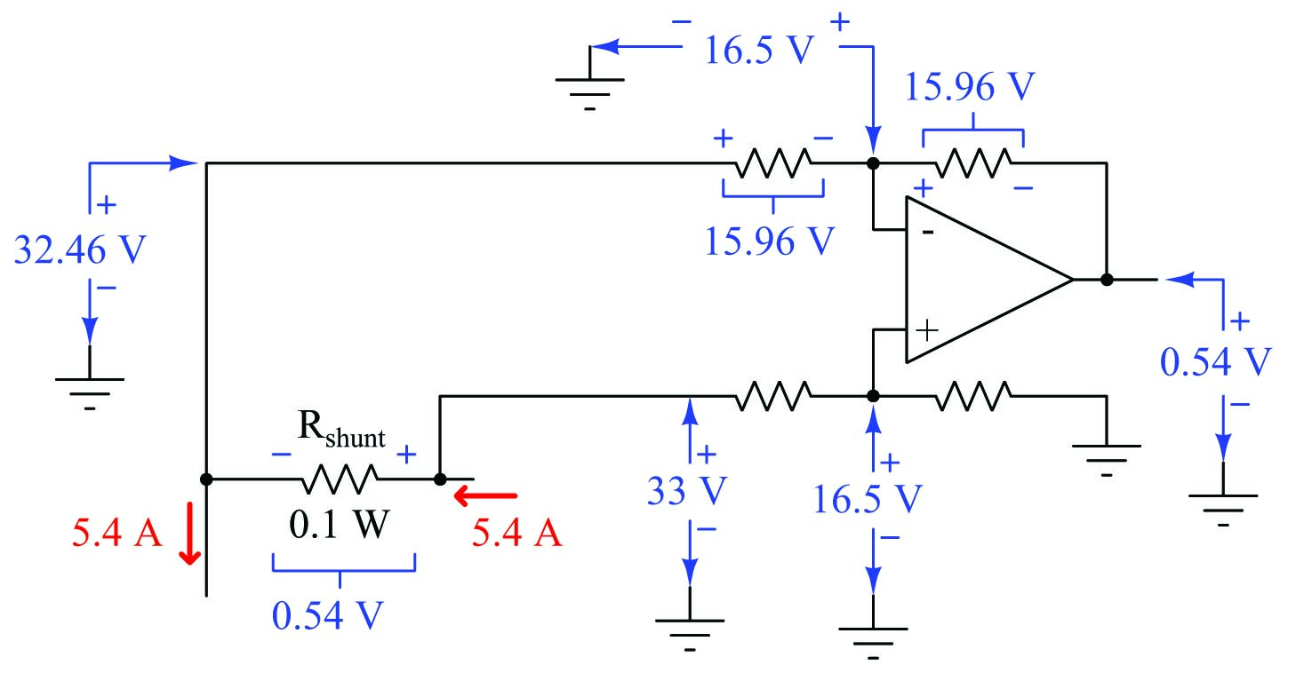 Schematic shows the differential amplifier circuit