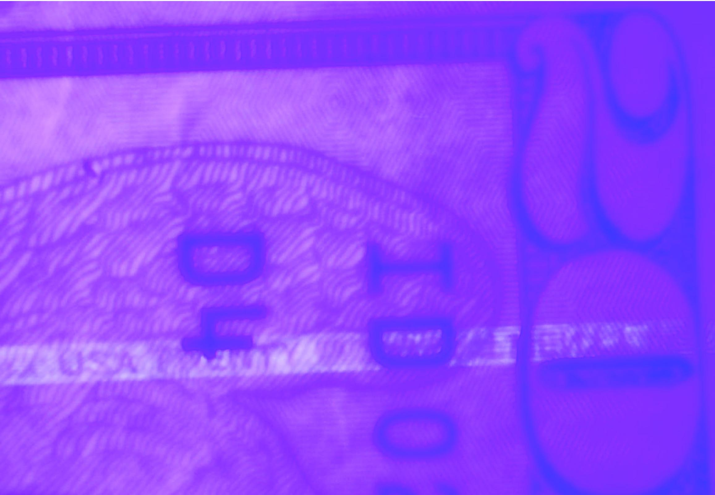 invisible ink used to mark modern United States $20 currency