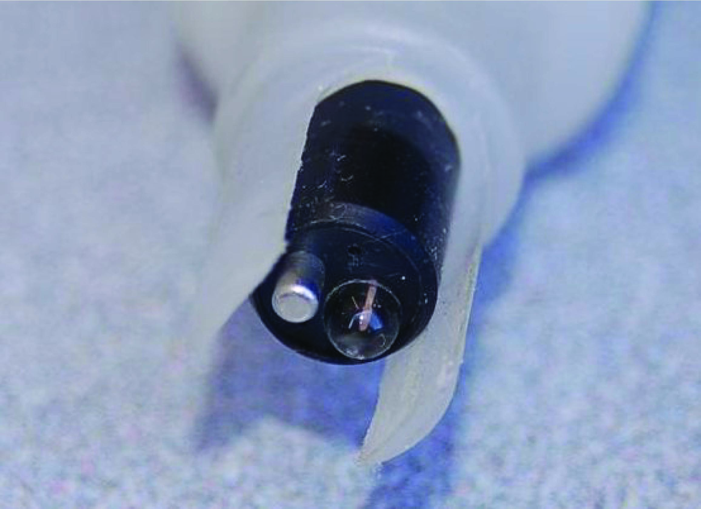 the probe tip reveals the glass measurement bulb