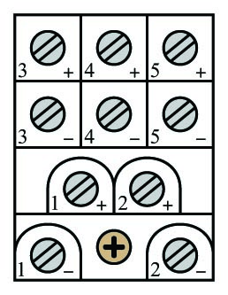 set of ten screw terminals at the bottom of the module