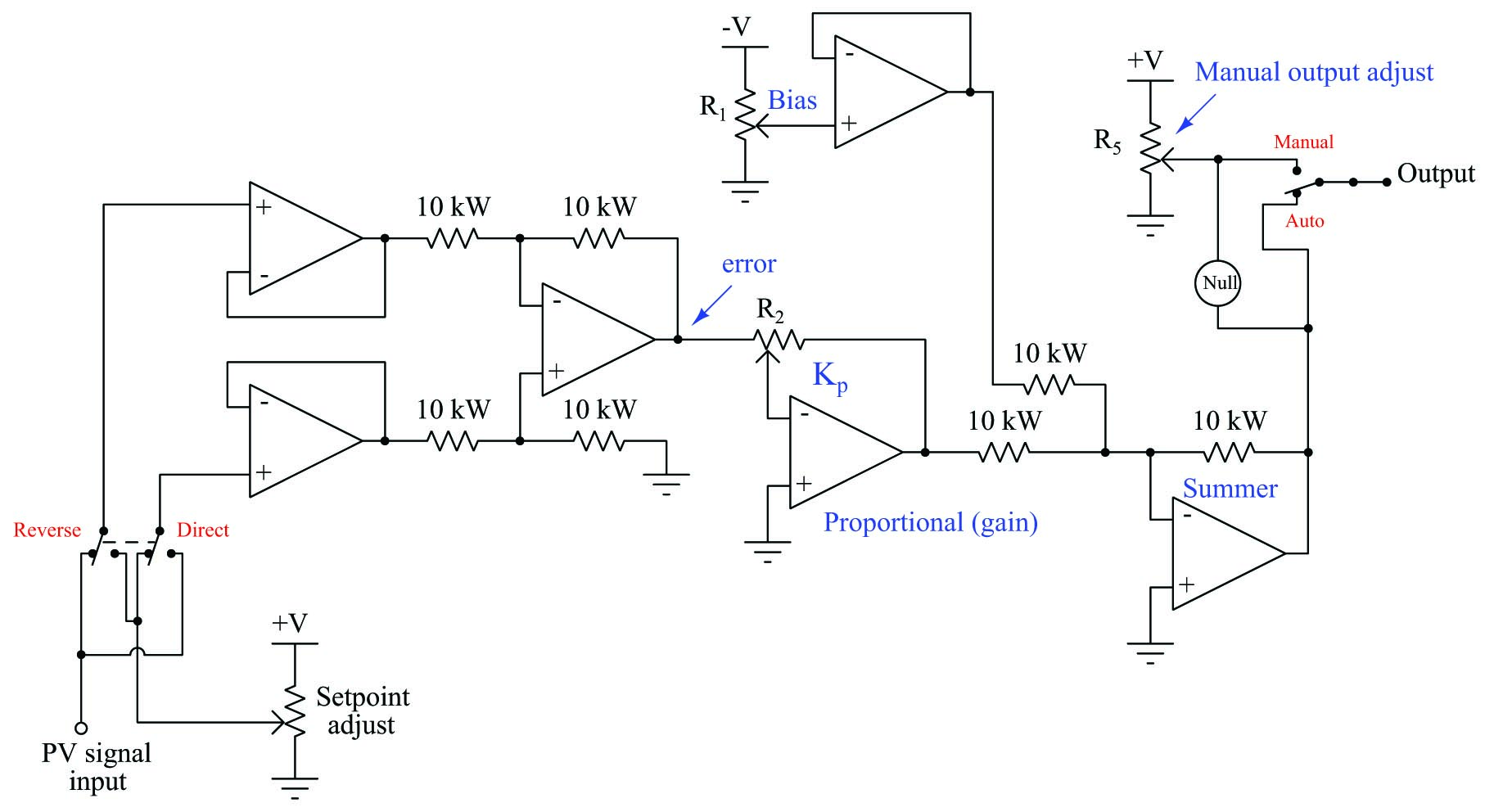 complete analog electronic proportional controller diagram