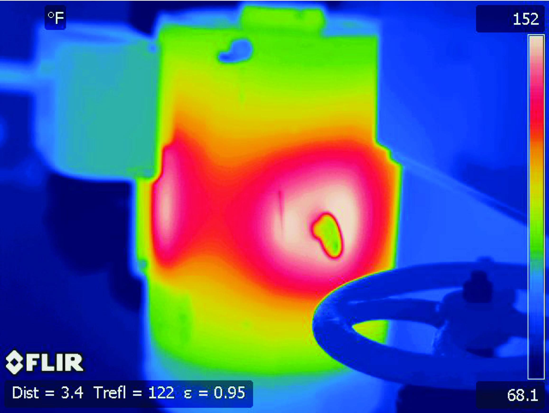 thermal imaging instrument of hot spots on an electric motor