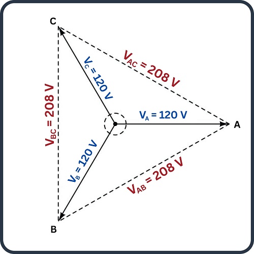 Three phase AC power is the most common form of industrial voltage service. Polyphase power is produced and consumed with care given to balance the various legs to preserve power quality.